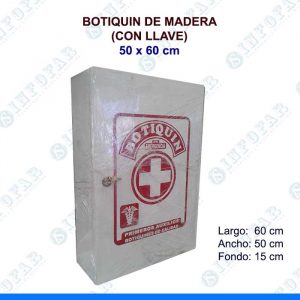 BOTIQUIN DE MADERA CON LLAVE 60X50X15CM