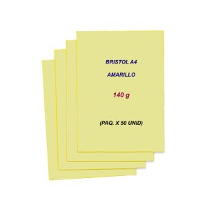 BRISTOL<br /> CARTULINA AMARILLO A4 140G (PAQ. X 50 UNID)