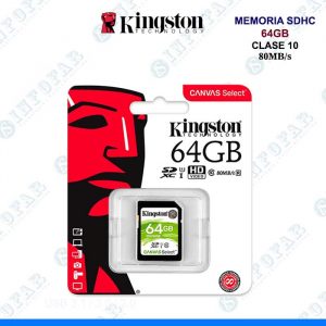 MEMORIA KINGSTON SDHC 64GB CLASE 10