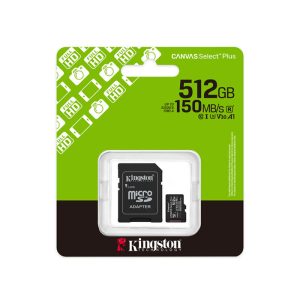 KINGSTON<br /> MEMORIA MICROSDHC 512GB  CL. 10 + ADP. - 150MB/SEG