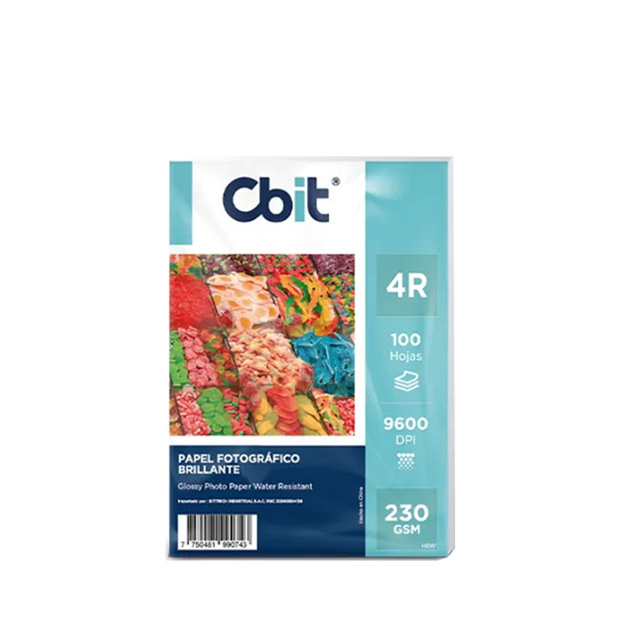 CBIT <br/> PAPEL FOTOGRAFICO BRILLANTE JUMBO 4R 230GR X 100H