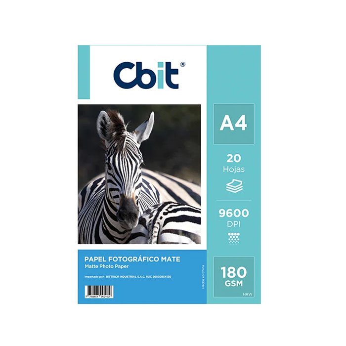 PAPEL FOTO MATE A4 180GR X 20H - CBIT