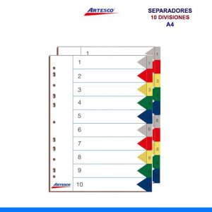 SEPARADORES A4 DE 10 DIVISIONES - ARTESCO