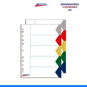 SEPARADORES A4 DE 5 DIVISIONES - ARTESCO