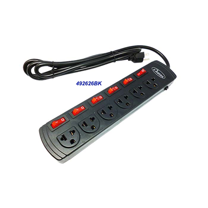 OMEGA<br /> SUPRESOR DE PICOS C/SWITCH IND. 492626BK - 6 TOMAS - 1.8MT