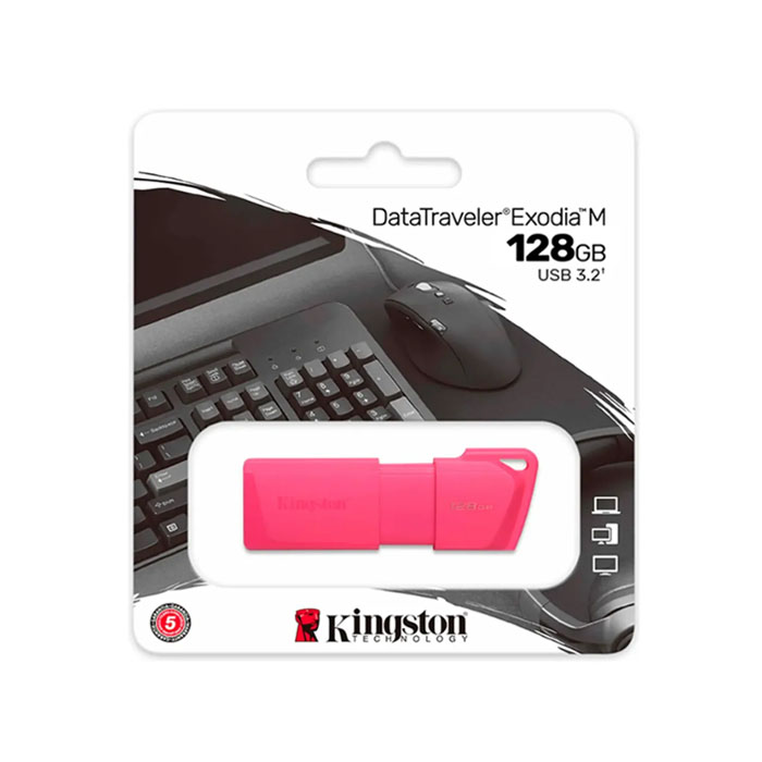 KINGSTON<br /> MEMORIA USB 128GB DT EXODIA M – ROSADO