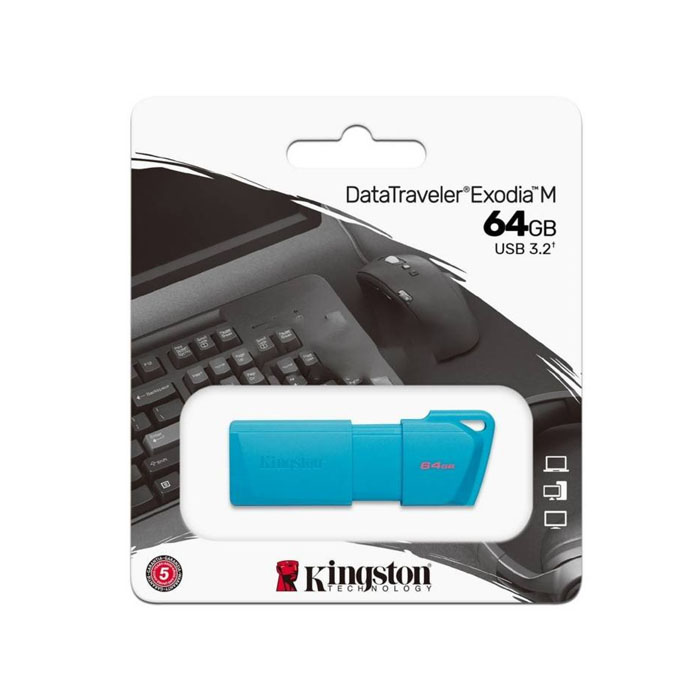 KINGSTON<br /> MEMORIA USB 64GB DT EXODIA M – CELESTE